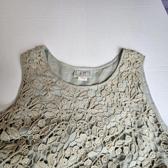 LIM'S Women Delicate Taupe Crochet Maxi Dress Size Large - Picture 4 of 15